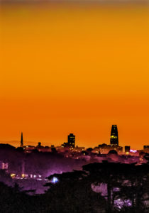 Red Sun Rises San Francisco Skyline Dawn Avia Cosmica