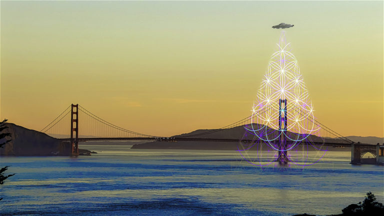 Strange Encounters Golden Gate Bridge Land's End San Francisco California UFO Psychedelic Sacred Geometry Avia Cosmica