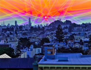 Fire Season 2020 San Francisco California Salesforce Tower Transamerica Pyramid Downtown Skyline University of San Francisco Psychedelic Sacred Geometry Sunrise Avia Cosmica
