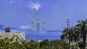 Golden Gate Bridge Afternoon Sunshine Psychedelic Sacred Geometry San Francisco, California Avia Cosmica