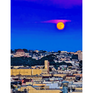 Moonrise San Francisco California City Skyline Avia Cosmica