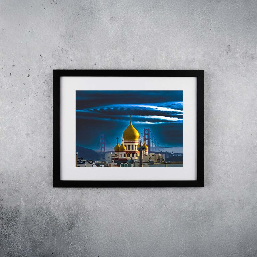 Golden Gate Bridge Holy Virgin Cathedral Morning Sunrise San Francisco Avia Cosmica UFO Psychedelic