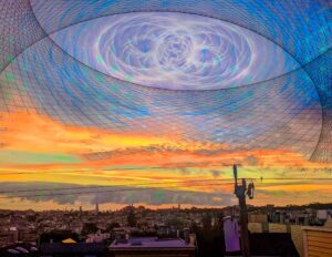 Foggy Sunrise San Francisco City Skyline Psychedelic Sacred Geometry Avia Cosmica California