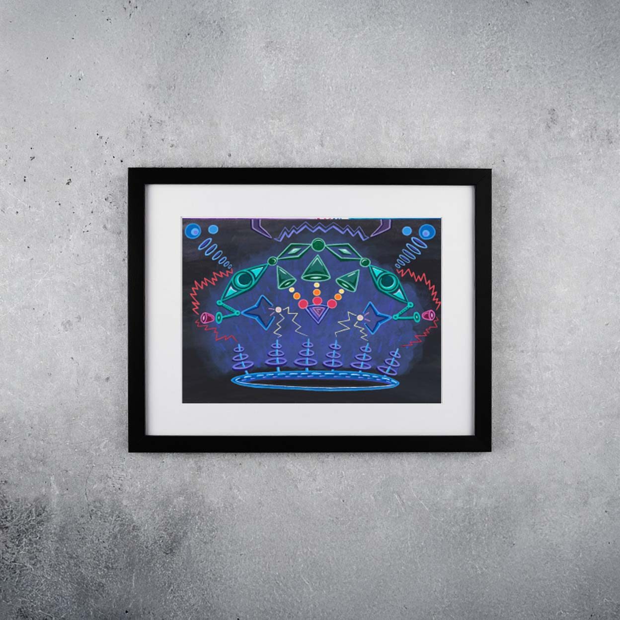 Shapes Purple Blue Green Painting Print Oil on Canvas by Gina Senegor