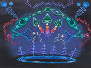 Shapes Purple Blue Green Painting Print Oil on Canvas by Gina Senegor