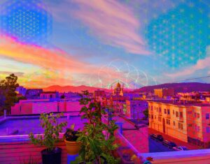 Golden Gate Bridge Holy Virgin Cathedral San Francisco California Psychedelic Sunset Sacred Geometry Avia Cosmica